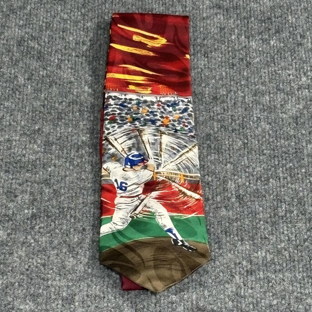 American Sports Baseball Necktie Mens Red Novelty Stadium Player Tie Print